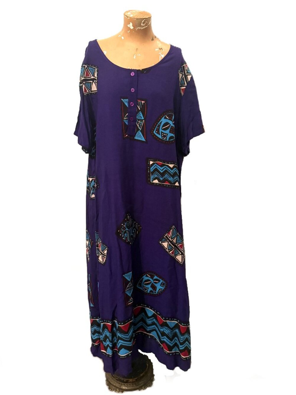 MTB Meant To Be Dress Womens 2X Abstract Art Y2K Purple Geometric Tribal Funky